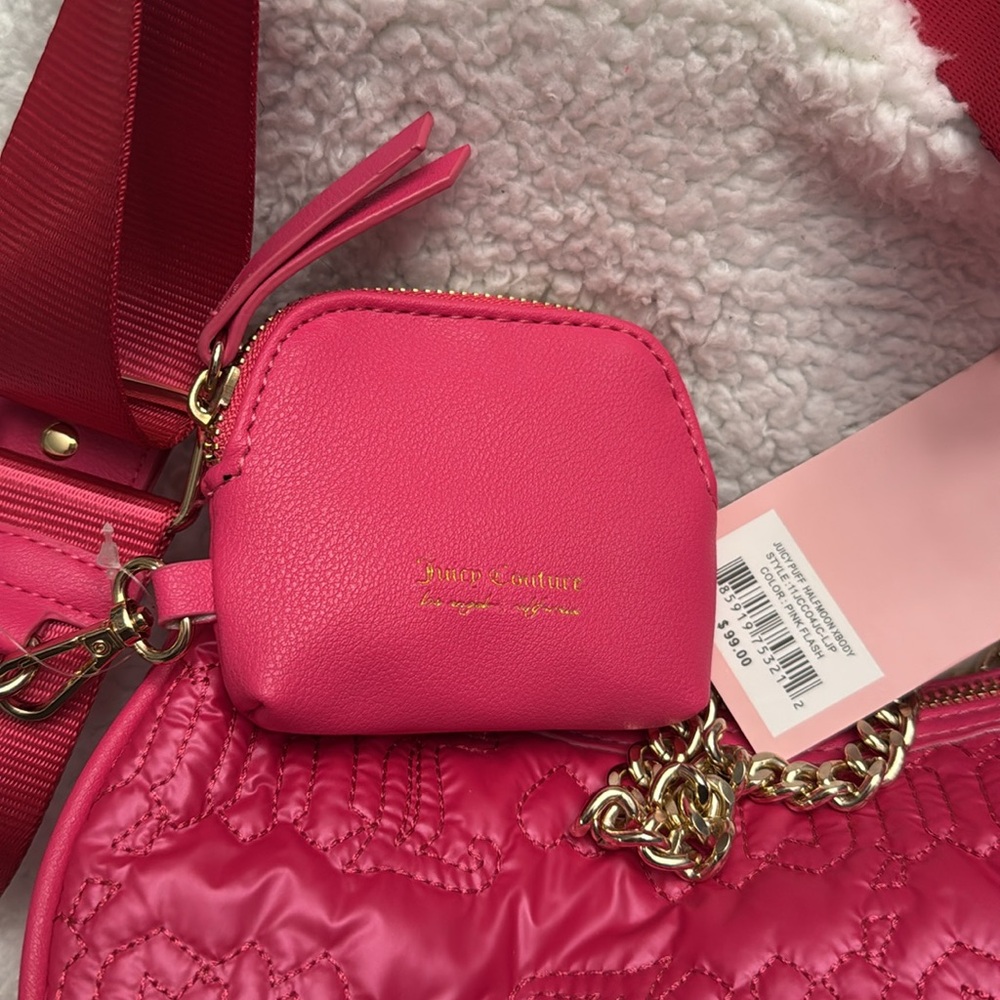 Juicy Couture: Juicy Puff Halfmoon Xbody in color Pink Flash, NWT - Picture 2 of 6